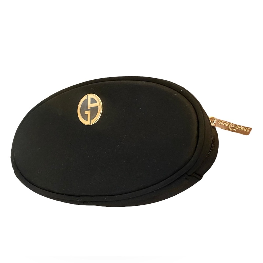 Giorgio Armani Black Oval Clutch/Makeup Bag